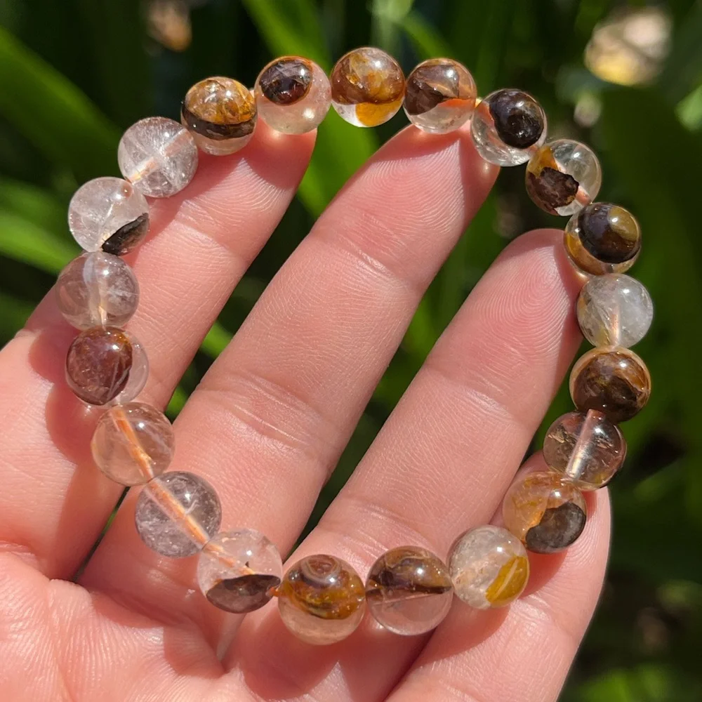 6.5 inches 9mm‎ stretchable brown golden healer bracelet
